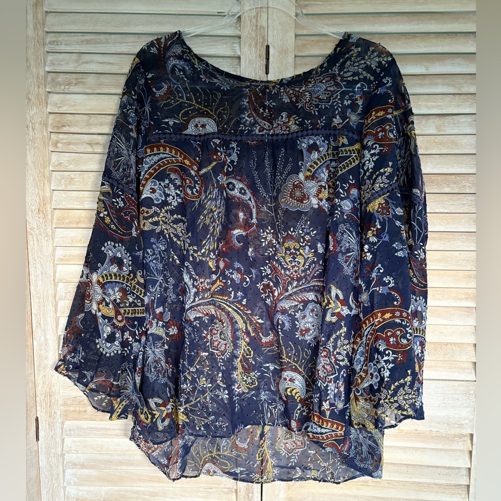 Style & Co. Women's Floral Blouse - Blue, White, Brown